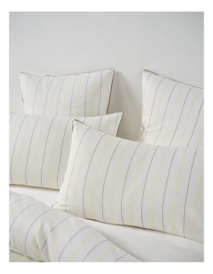 Monday Stripe Cotton Sateen Quilt Cover Set In White image 3