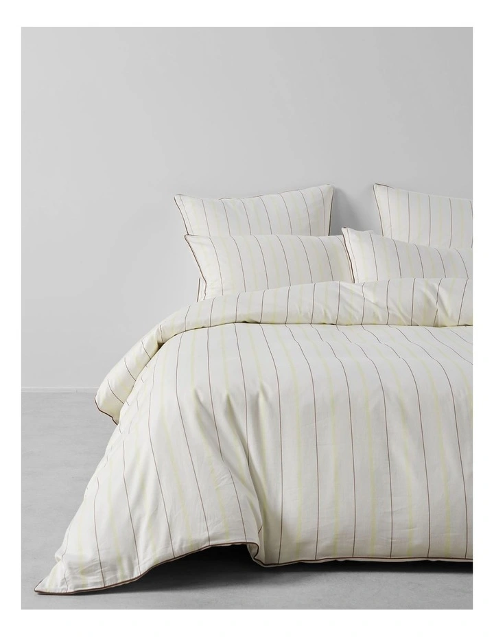 Monday Stripe Cotton Sateen Quilt Cover Set In White image 4