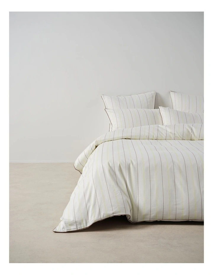 Monday Stripe Cotton Sateen Quilt Cover Set In White image 4