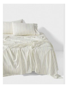Monday Stripe Cotton Sateen Sheet Set In White
