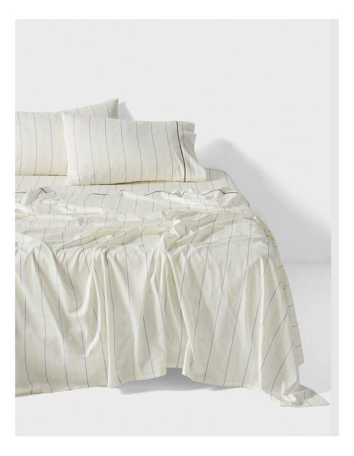 Monday Stripe Cotton Sateen Sheet Set In White image 1