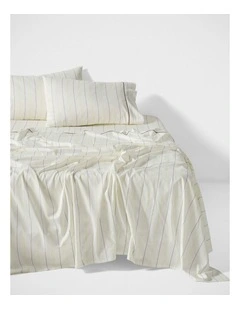 Monday Stripe Cotton Sateen Sheet Set In White