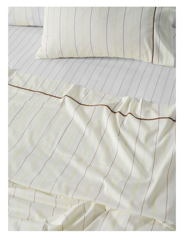 Monday Stripe Cotton Sateen Sheet Set In White image 2