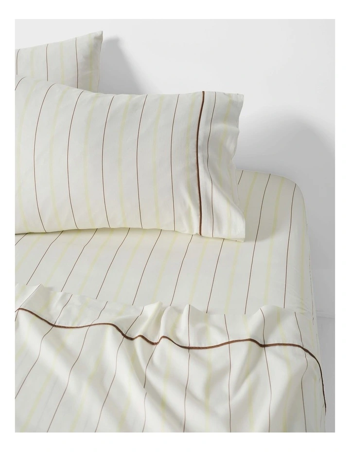 Monday Stripe Cotton Sateen Sheet Set In White image 3