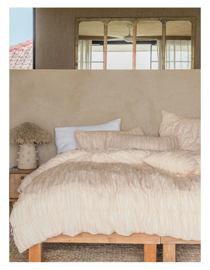 Layla Stripe Quilt Cover Set In Blush image 7