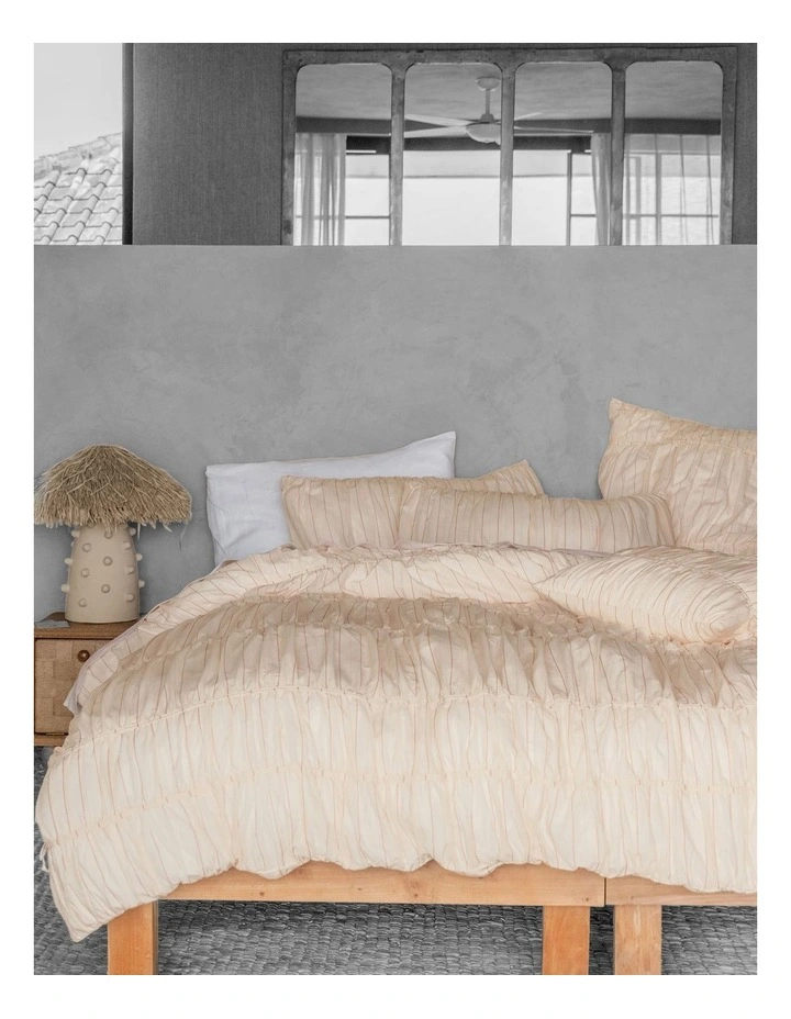 Layla Stripe Quilt Cover Set In Blush image 7