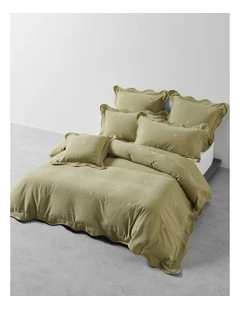 Palmier Cotton Quilt Cover Set In Khaki