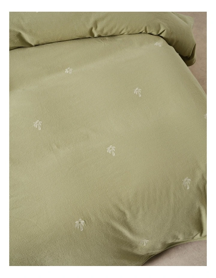 Palmier Cotton Quilt Cover Set In Khaki image 3