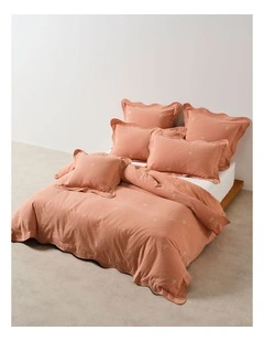 Palmier Cotton Quilt Cover Set In Pink Clay
