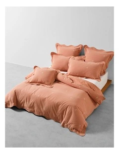 Palmier Cotton Quilt Cover Set In Pink Clay