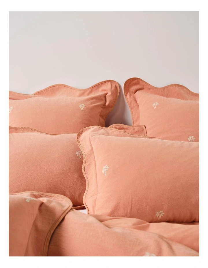 Palmier Cotton Quilt Cover Set In Pink Clay image 2
