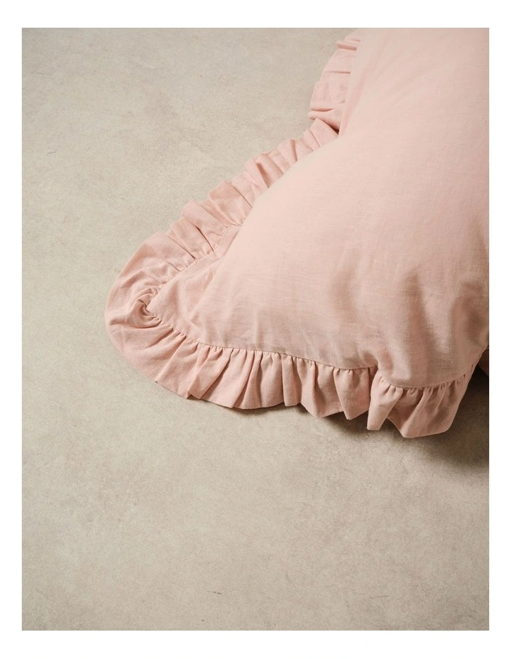 Vintage Ruffle Cotton Linen Quilt Cover Set In Ballet Pink image 4