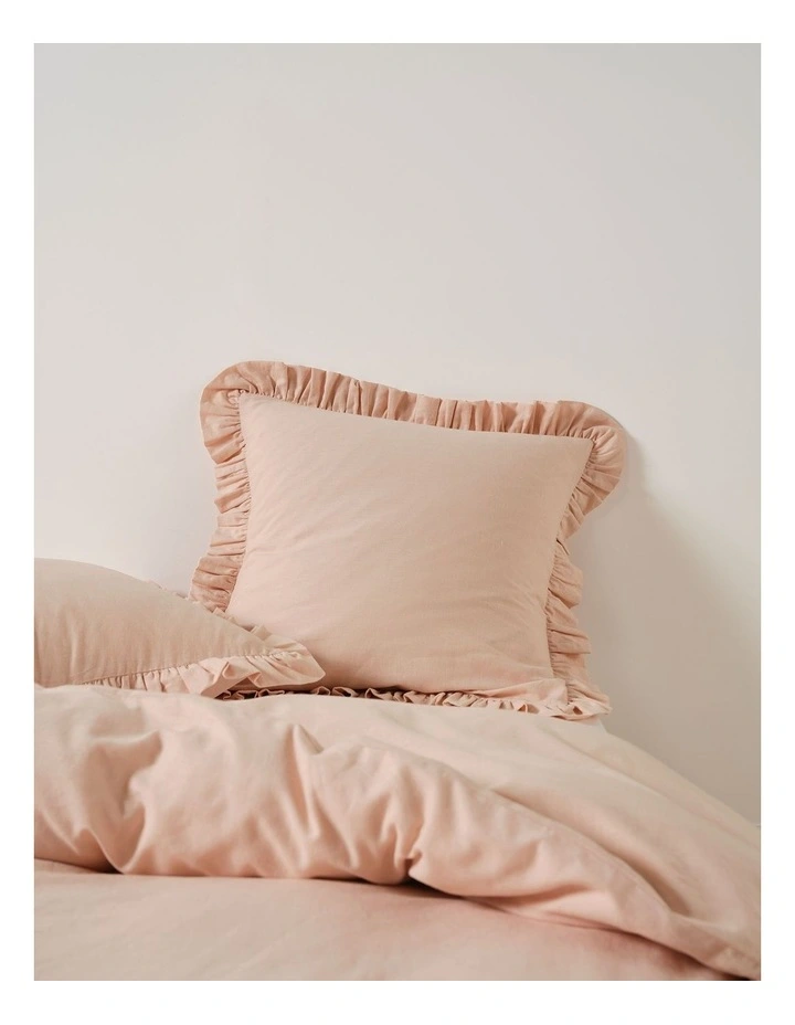 Vintage Ruffle Cotton Linen Quilt Cover Set In Ballet Pink image 6