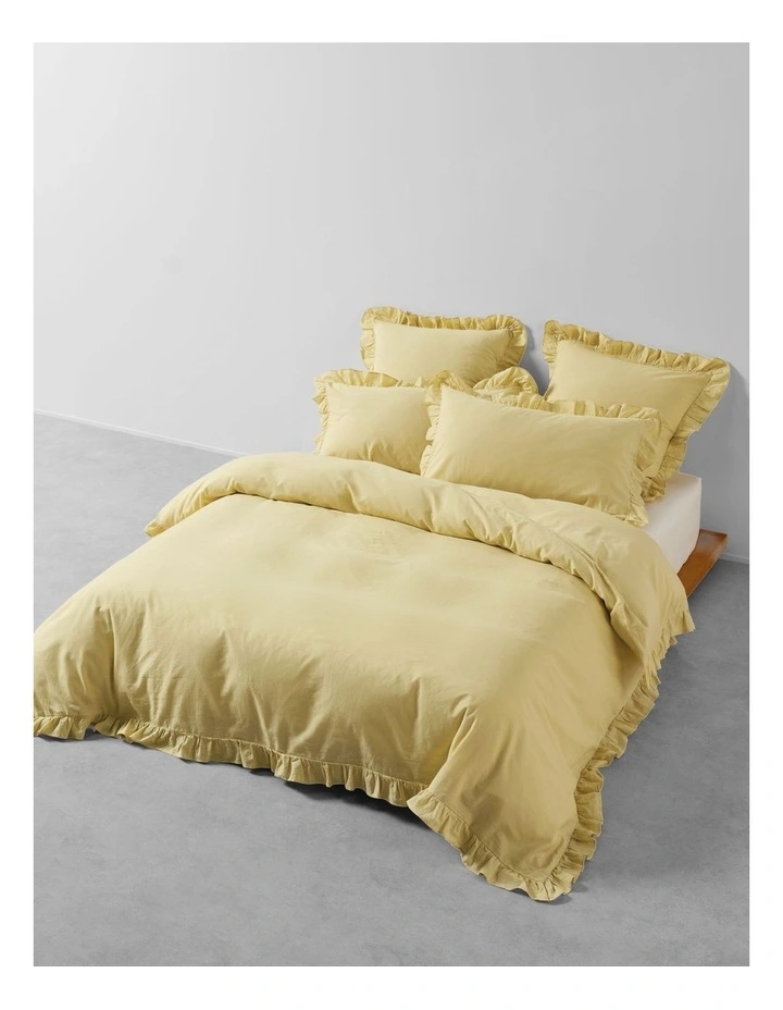 Vintage Ruffle Cotton Linen Quilt Cover Set In Wheat image 1