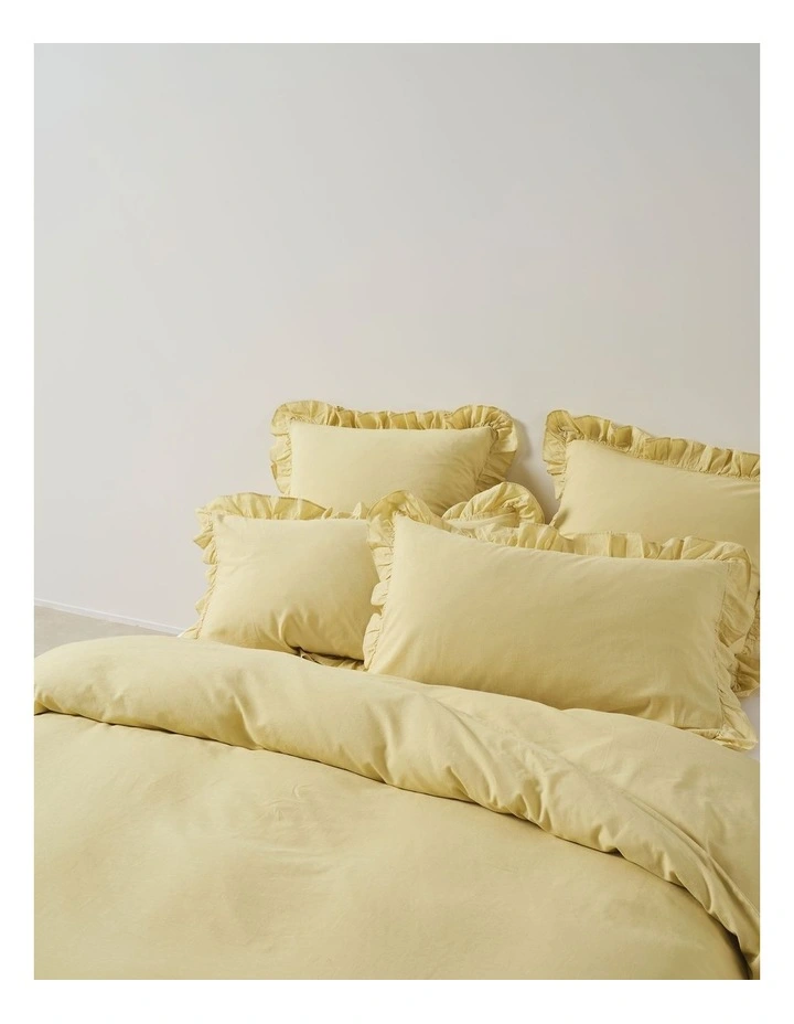 Vintage Ruffle Cotton Linen Quilt Cover Set In Wheat image 2