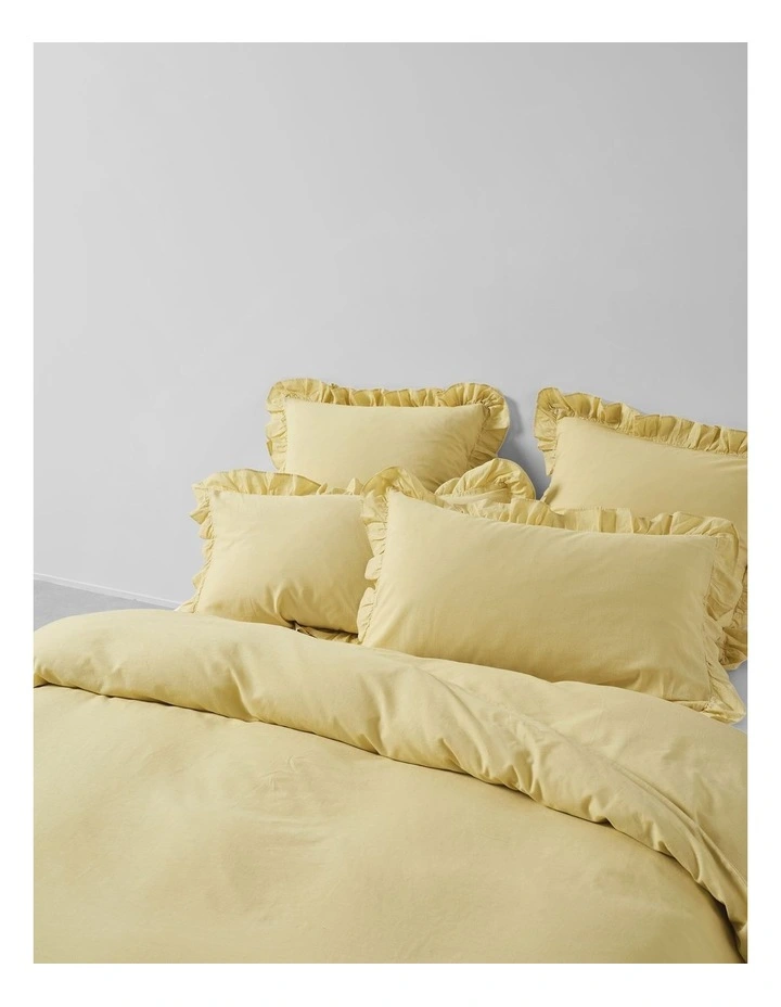 Vintage Ruffle Cotton Linen Quilt Cover Set In Wheat image 2