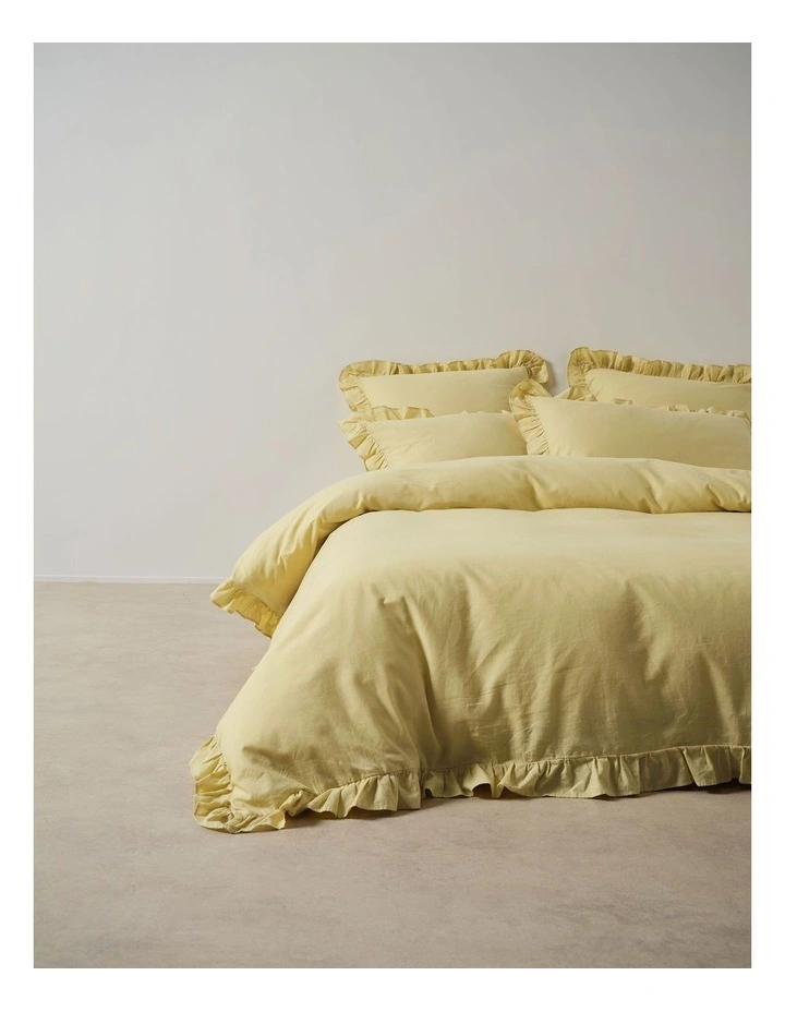 Vintage Ruffle Cotton Linen Quilt Cover Set In Wheat image 3