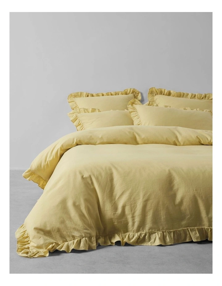Vintage Ruffle Cotton Linen Quilt Cover Set In Wheat image 3