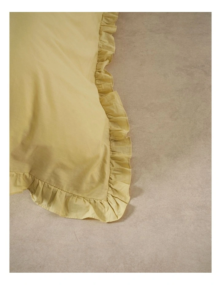 Vintage Ruffle Cotton Linen Quilt Cover Set In Wheat image 4