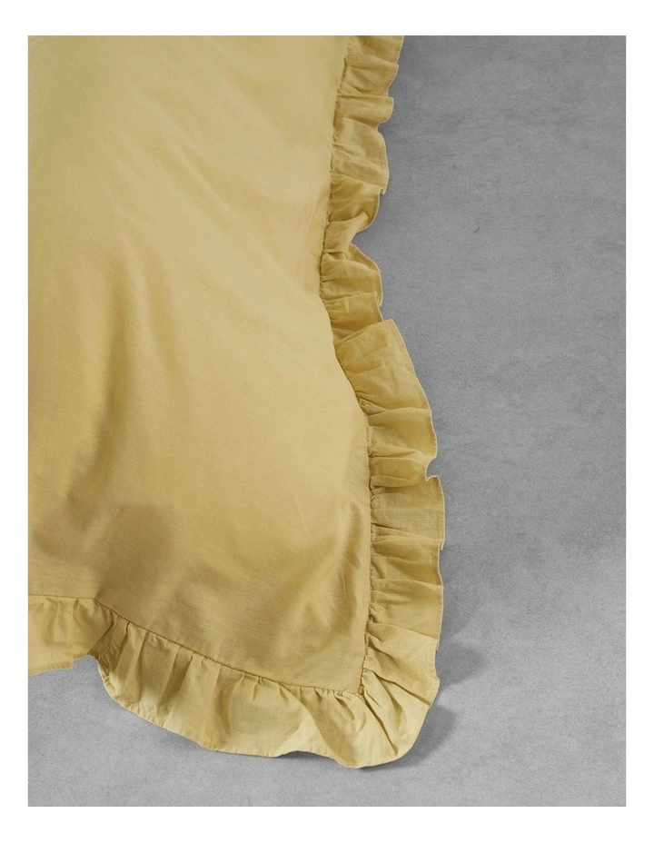Vintage Ruffle Cotton Linen Quilt Cover Set In Wheat image 4