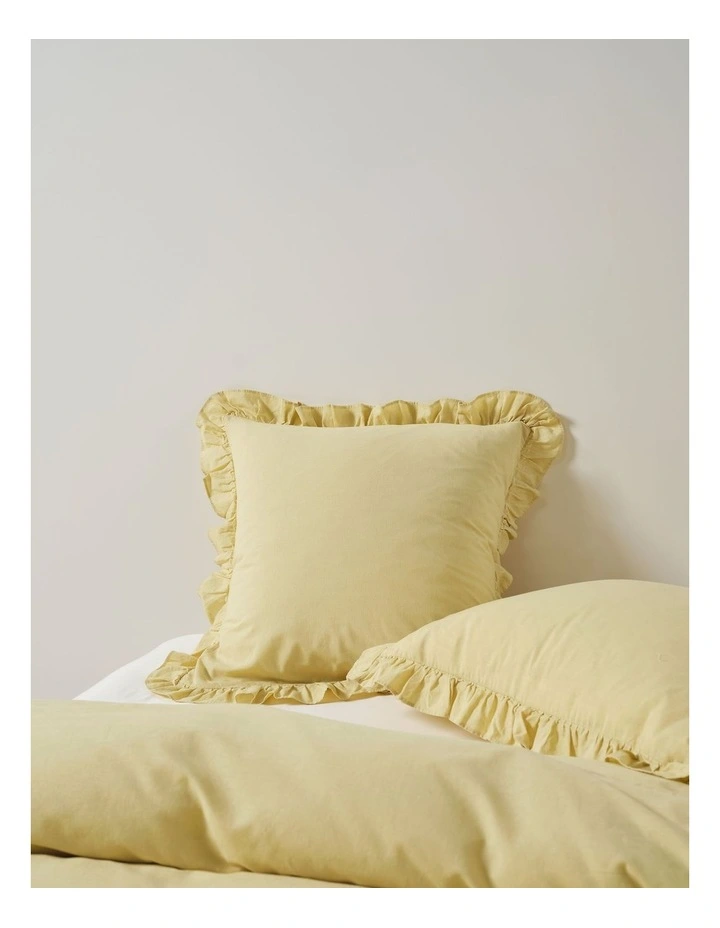 Vintage Ruffle Cotton Linen Quilt Cover Set In Wheat image 5