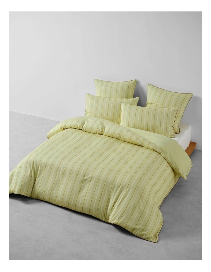 Monday Stripe Cotton Sateen Quilt Cover Set In Pear image 1