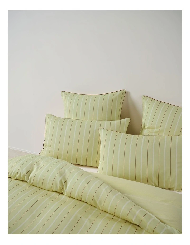 Monday Stripe Cotton Sateen Quilt Cover Set In Pear image 2