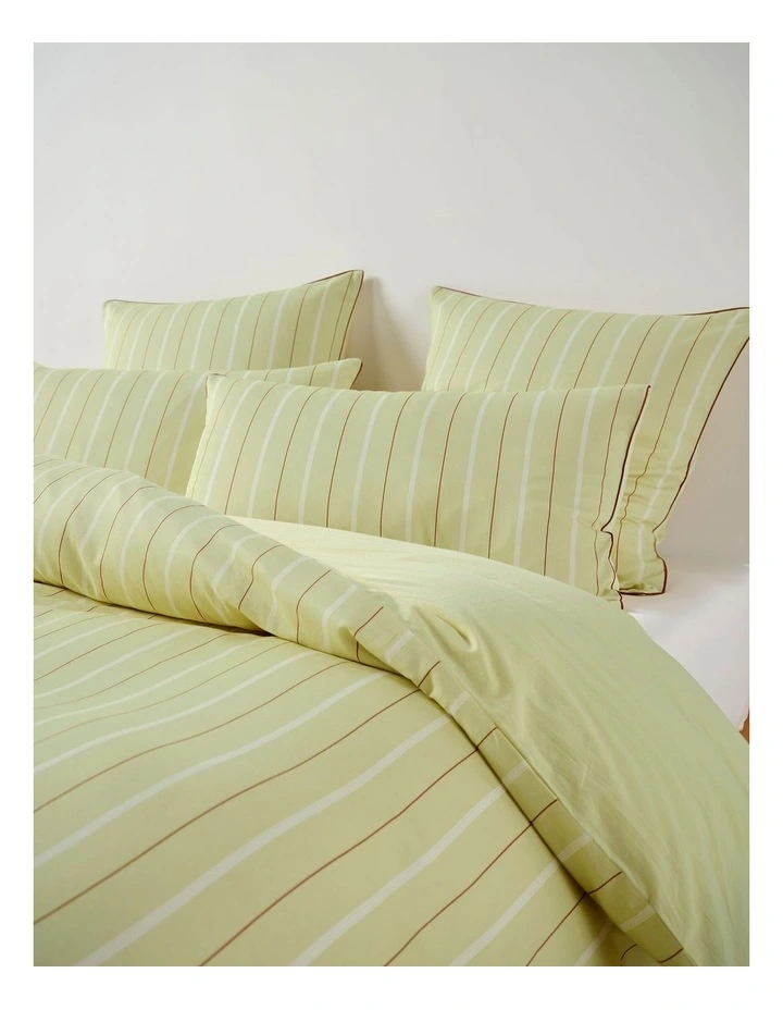 Monday Stripe Cotton Sateen Quilt Cover Set In Pear image 3