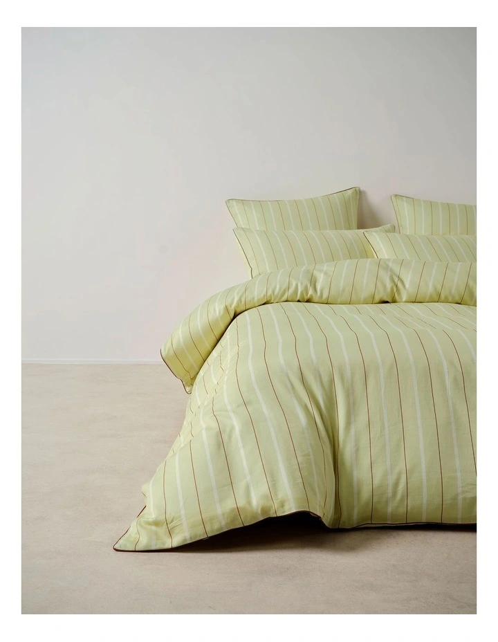 Monday Stripe Cotton Sateen Quilt Cover Set In Pear image 4