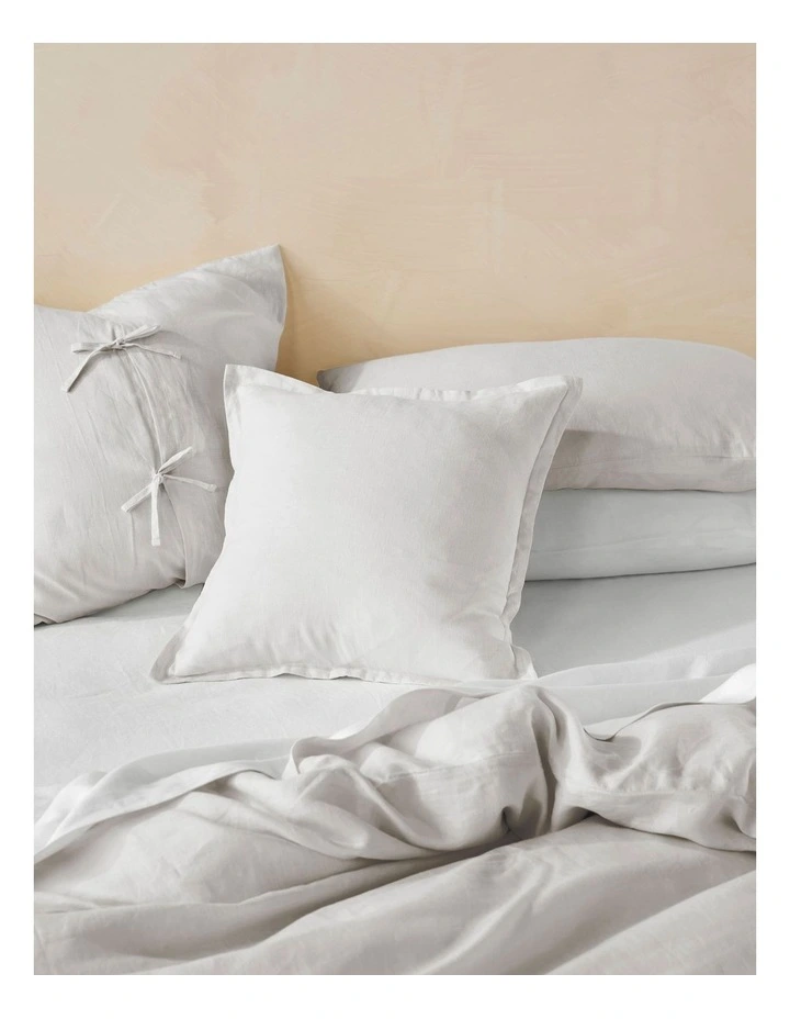 Nimes Washed European Linen Quilt Cover Set In Pale Grey image 6