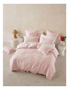 Nimes Washed European Linen Quilt Cover Set In Rose