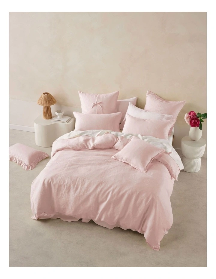 Nimes Washed European Linen Quilt Cover Set In Rose image 1
