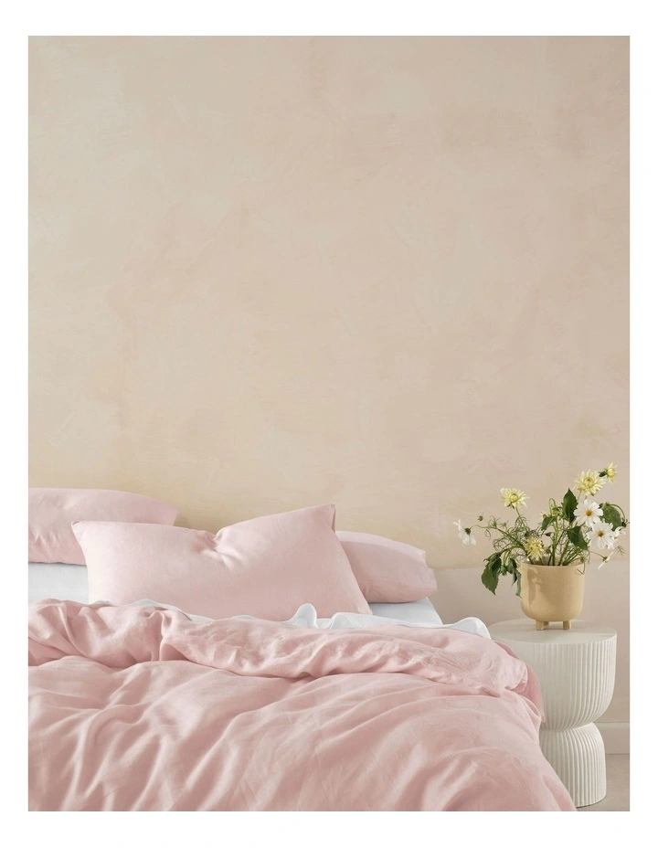 Nimes Washed European Linen Quilt Cover Set In Rose image 2