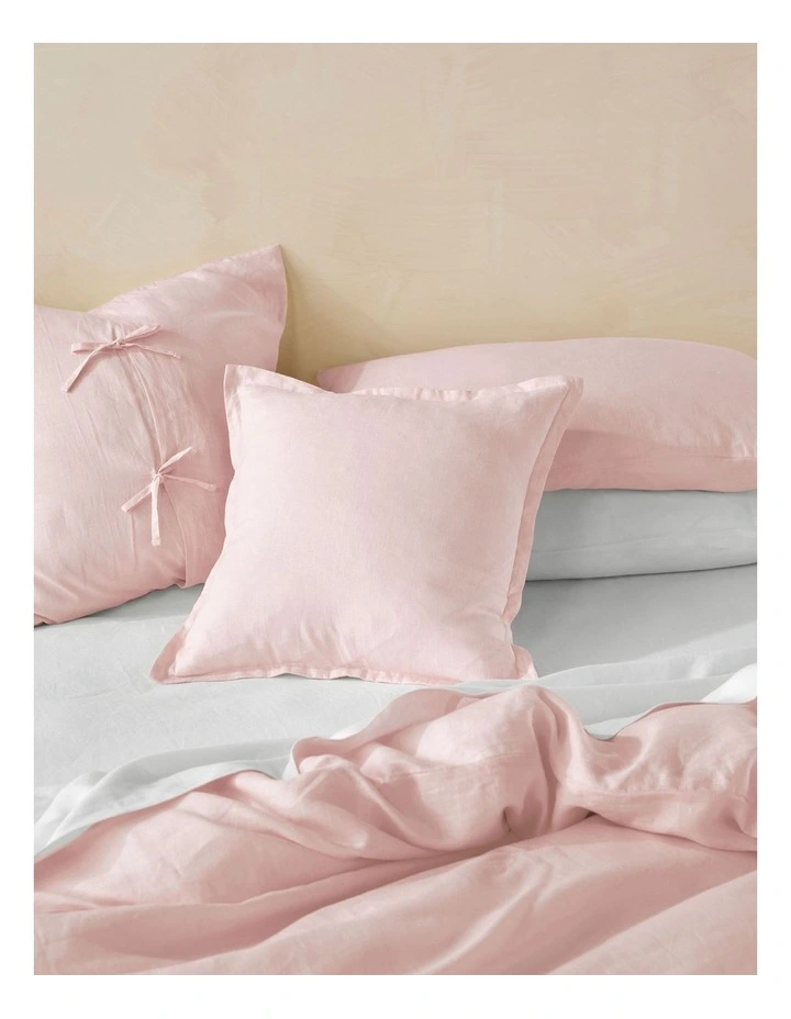 Nimes Washed European Linen Quilt Cover Set In Rose image 7