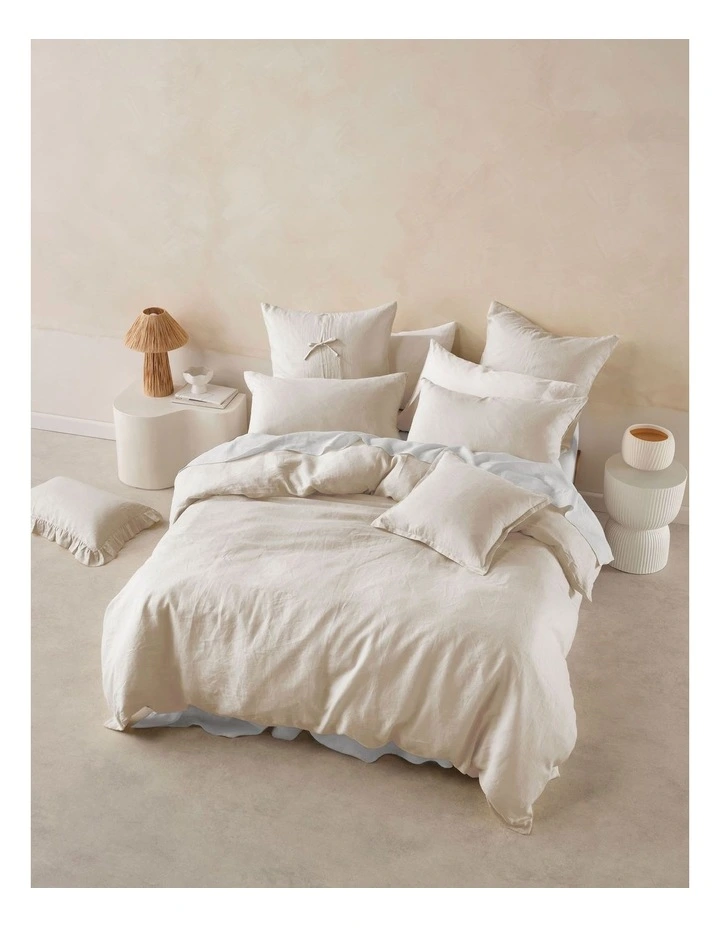 Nimes Washed European Linen Quilt Cover Set In Natural image 1