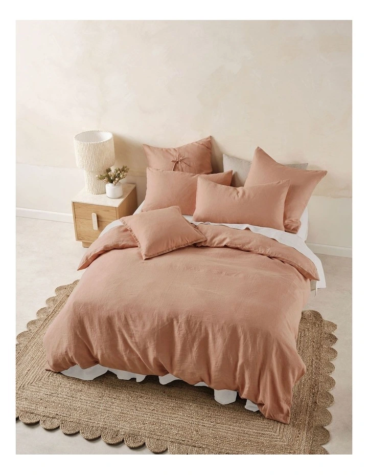 Nimes Washed European Linen Quilt Cover Set In Clay image 1