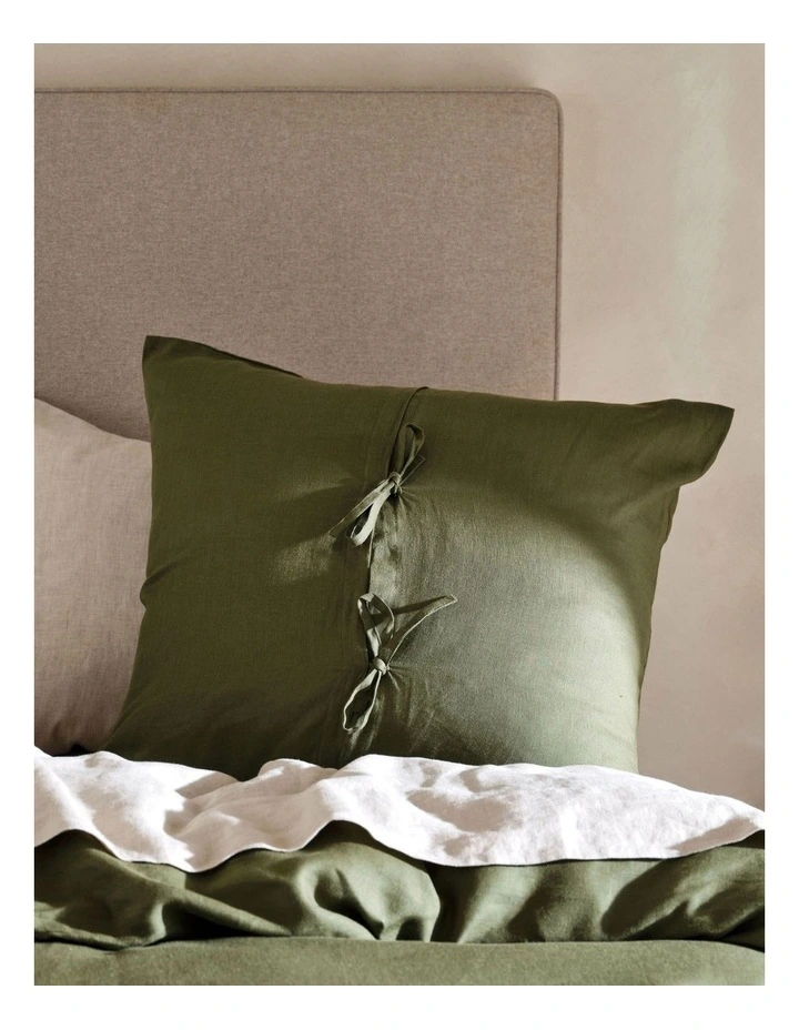 Nimes Washed European Linen Quilt Cover Set In Moss image 6