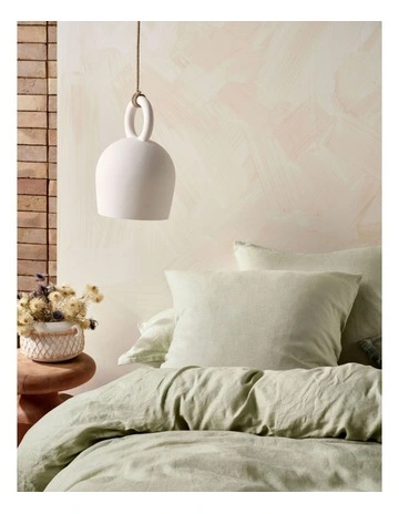 Nimes Washed European Linen Quilt Cover Set In Wasabi