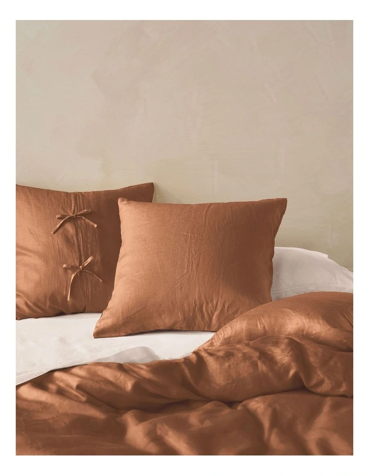Nimes Washed European Linen Quilt Cover Set In Cinnamon image 3