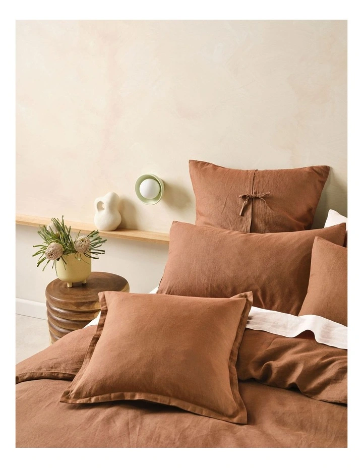Nimes Washed European Linen Quilt Cover Set In Cinnamon image 4