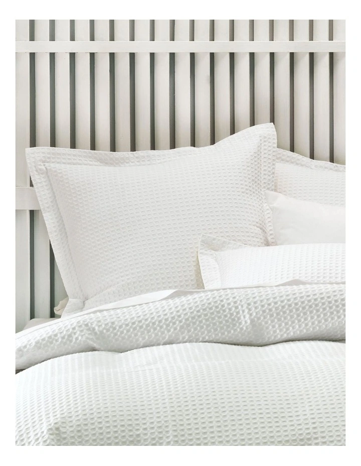 Deluxe Waffle Quilt Cover Set In White image 2