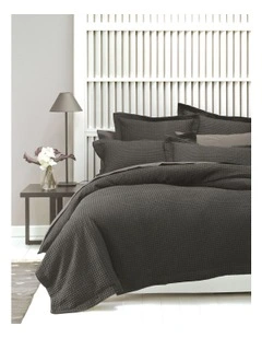 Deluxe Waffle Quilt Cover Set In Charcoal
