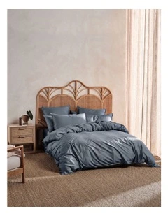 Nara 400TC Bamboo Cotton Quilt Cover Set in Bluestone