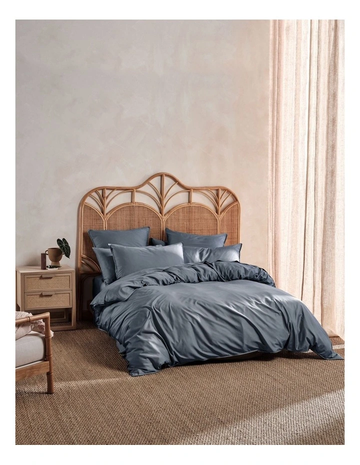 Nara 400TC Bamboo Cotton Quilt Cover Set in Bluestone image 1