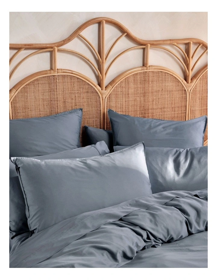 Nara 400TC Bamboo Cotton Quilt Cover Set in Bluestone image 2