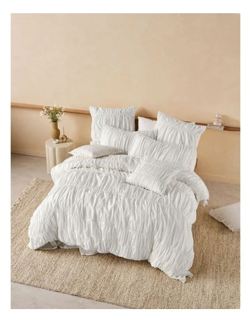 Layla Quilt Cover Set in White
