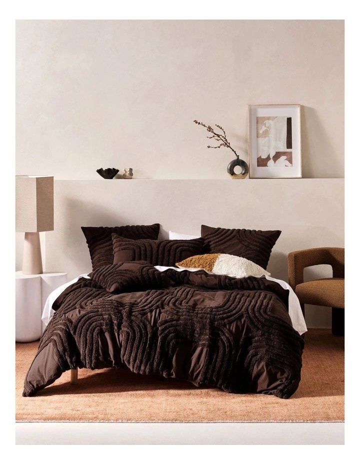 Farrah Quilt Cover Set in Cacao image 1