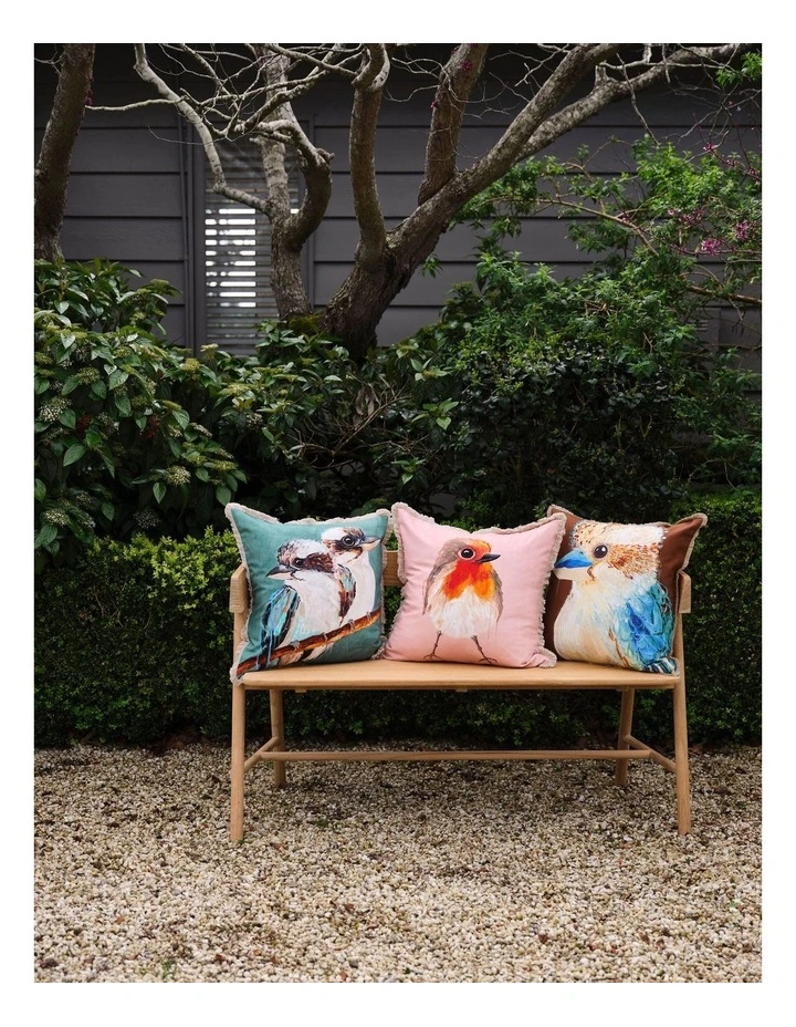 Twin Kookaburras Cushion in Blue image 3