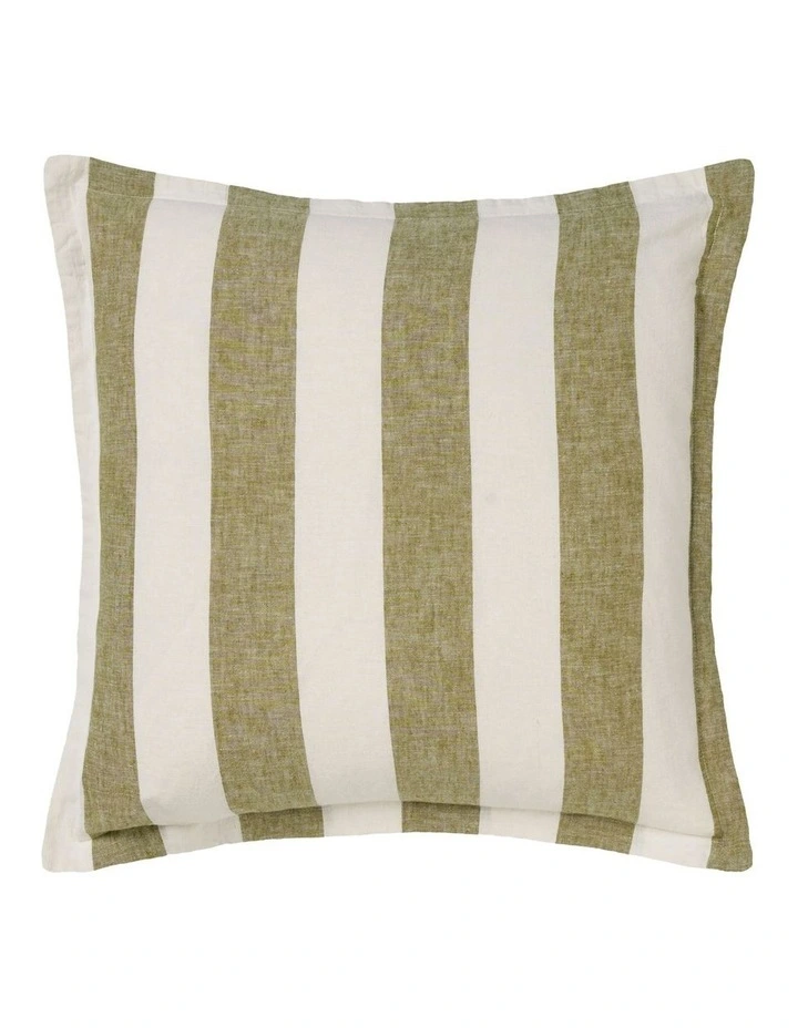 Vintage Stripe Cushion 48x48cm in Pesto image 1