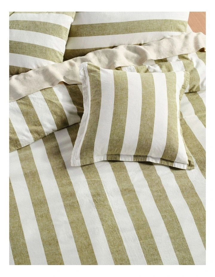 Vintage Stripe Cushion 48x48cm in Pesto image 2